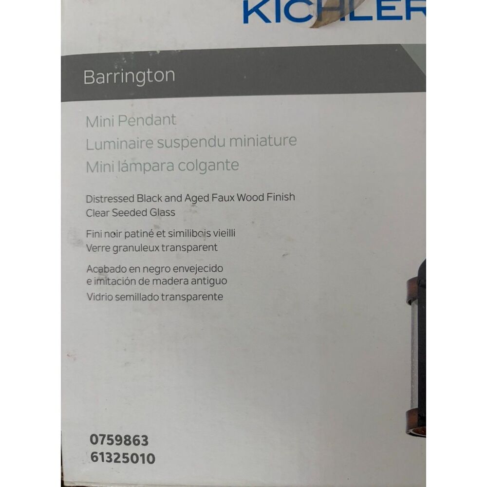 kichler Barrington Mini Pendant #0759863 NIB